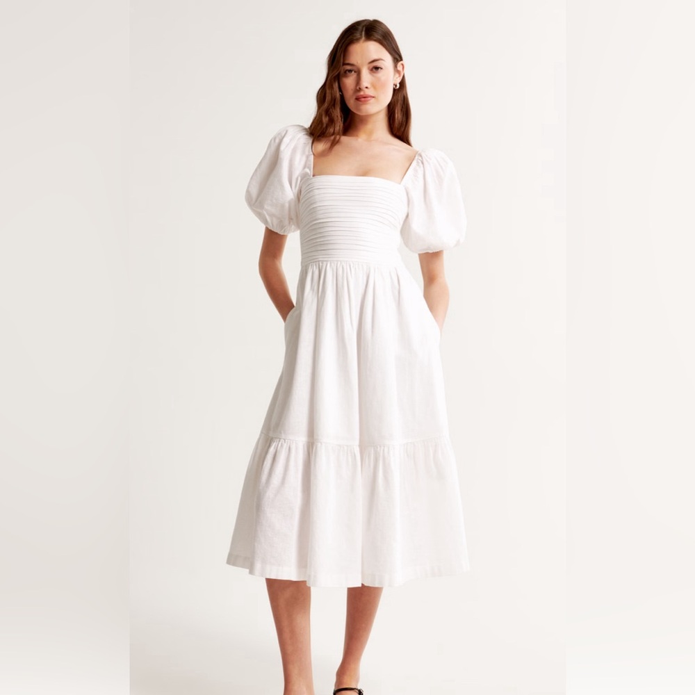 A&F Puff Sleeve Midi Dress